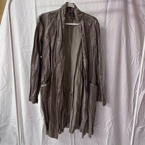 Eileen Fisher Organic Cotton Satin Steel Jacket XL NWOT